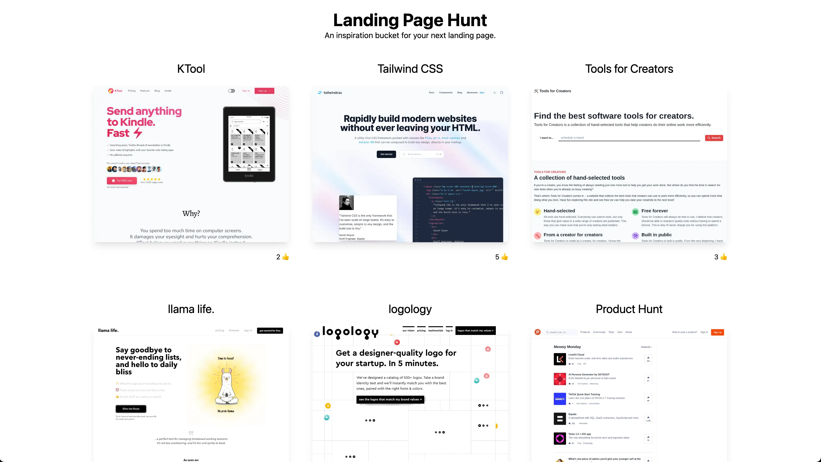 A screenshot of the Landing Page Hunt project A screenshot of the Landing Page Hunt project