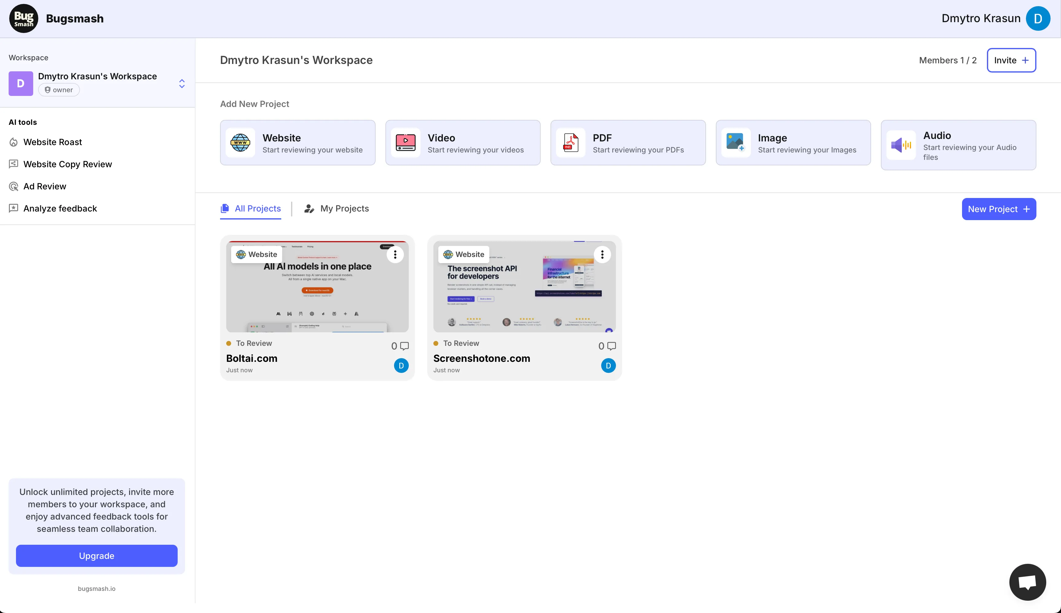 BugSmash Dashboard