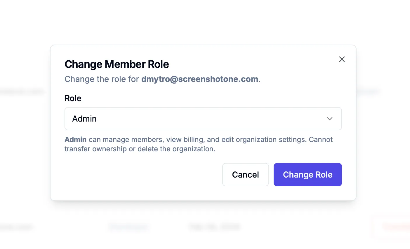 Change role in the dashboard