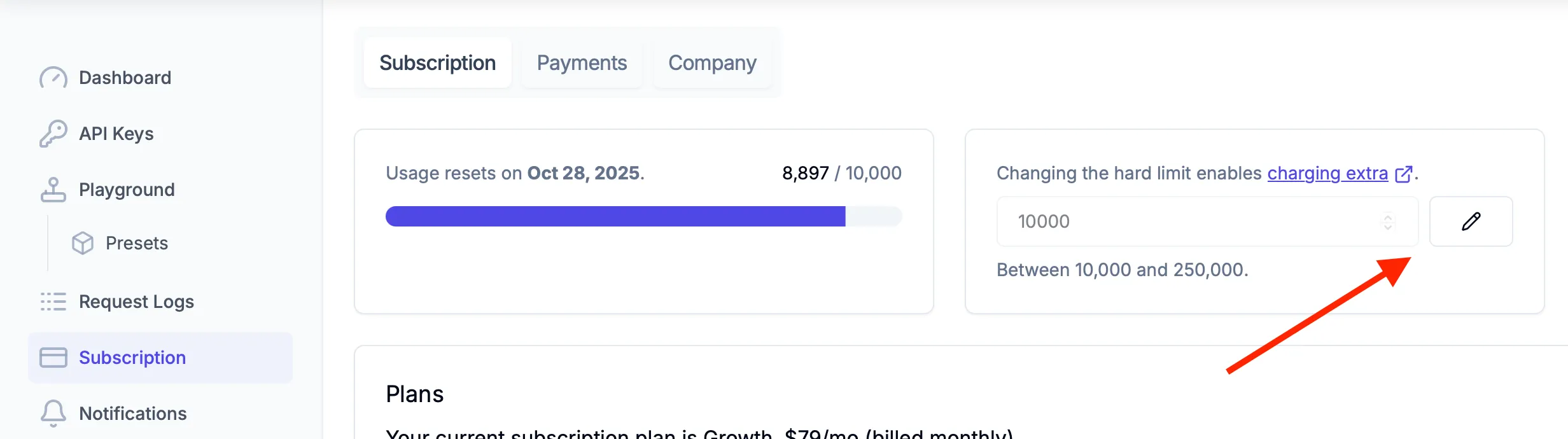 Changing the hard limit