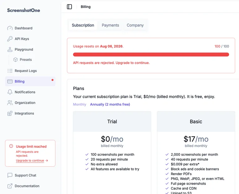 Clearer usage limits and upgrade actions
