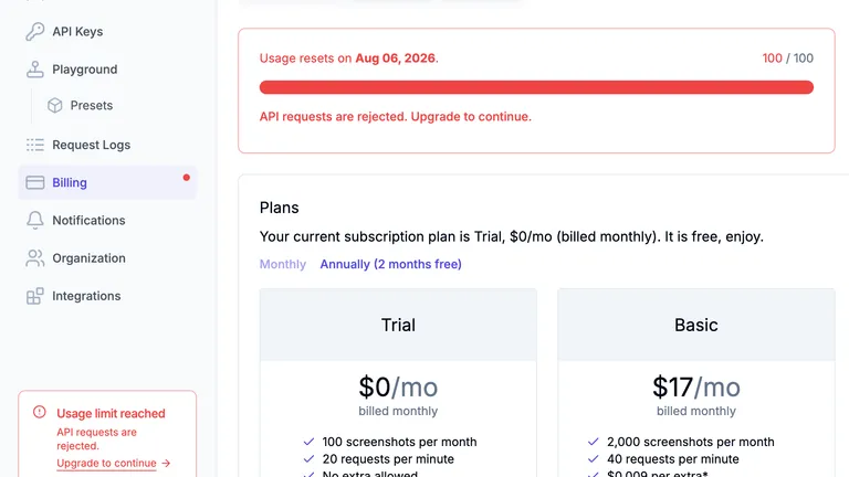 Clearer usage limits and upgrade actions
