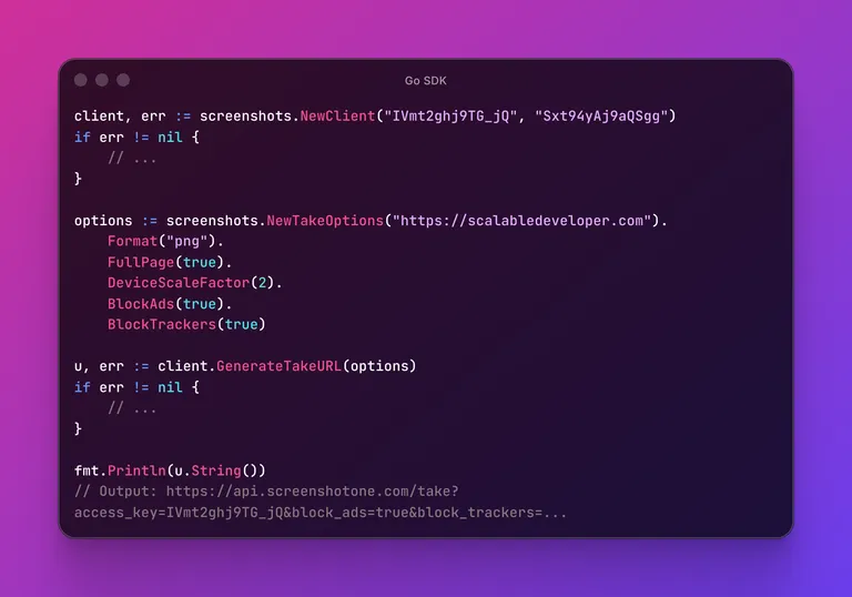 Updated the official Go SDK
