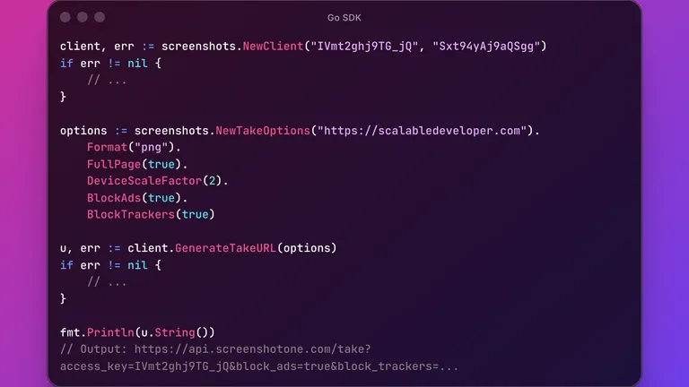Updated the official Go SDK