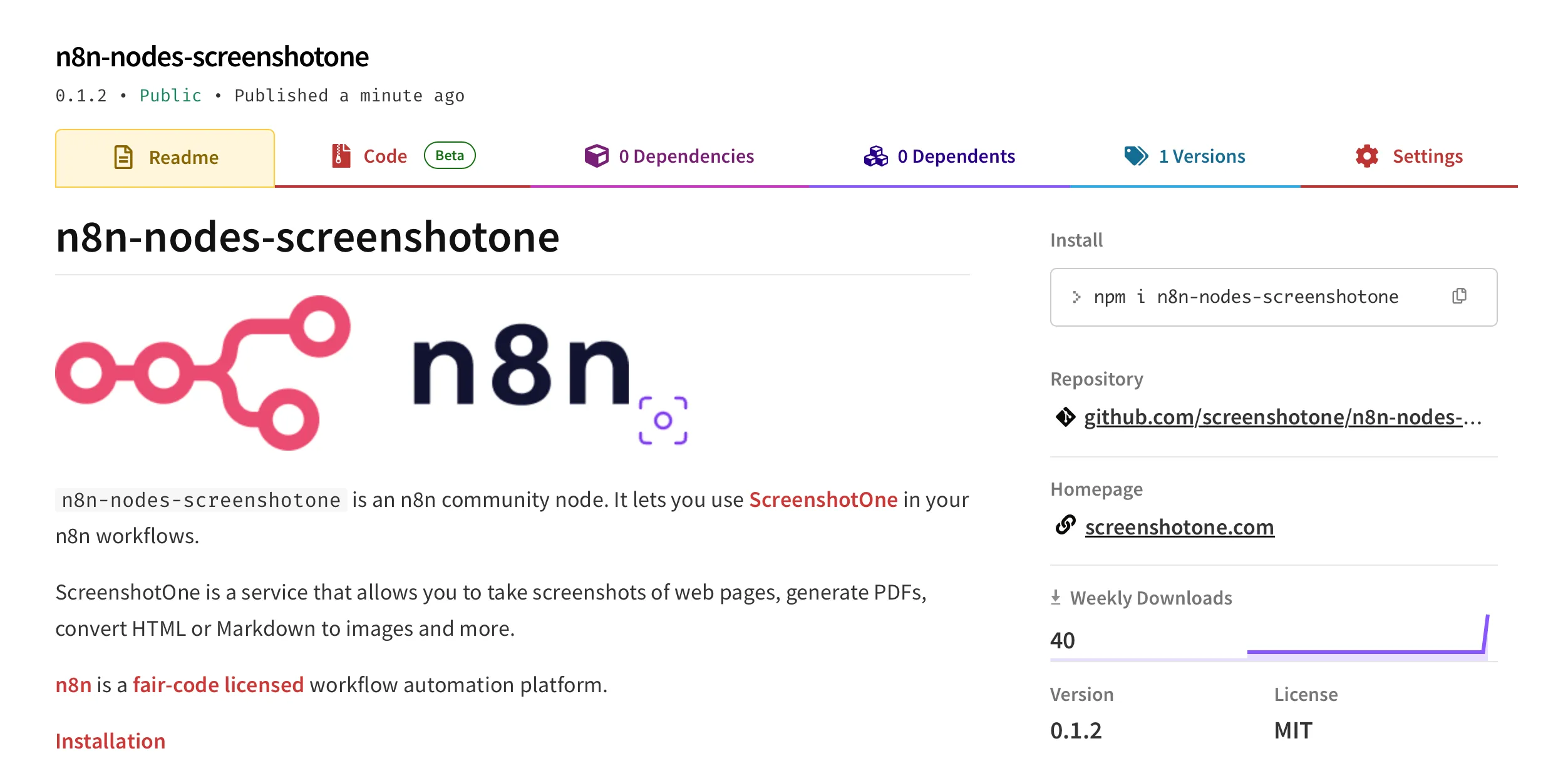 ScreenshotOne node