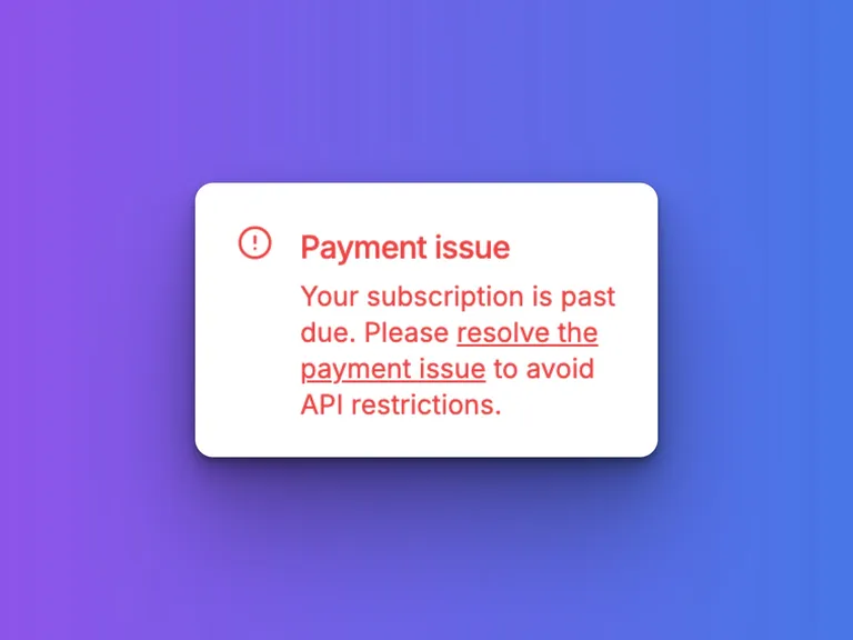 Failed payment alerts in the dashboard