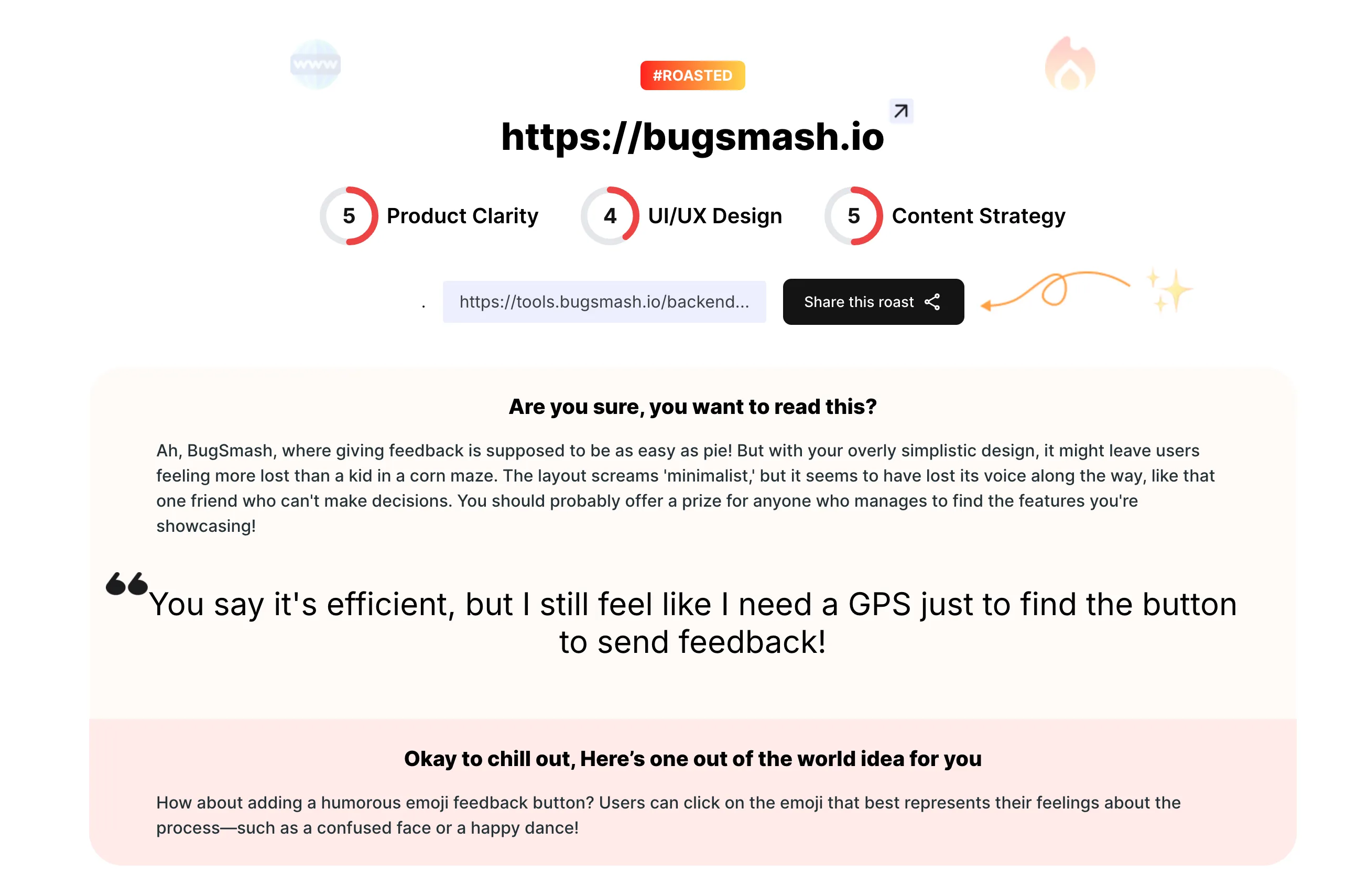 BugSmash AI Roast