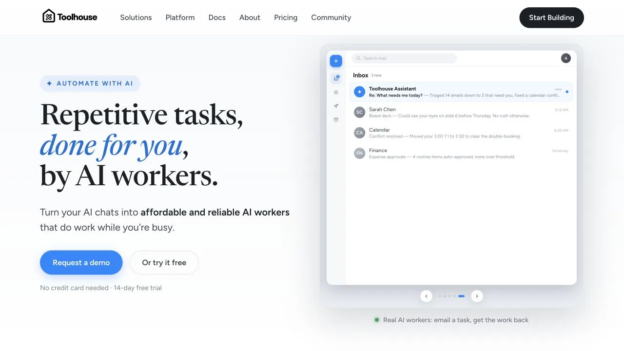 Toolhouse turns repetitive tasks into work for AI workers
