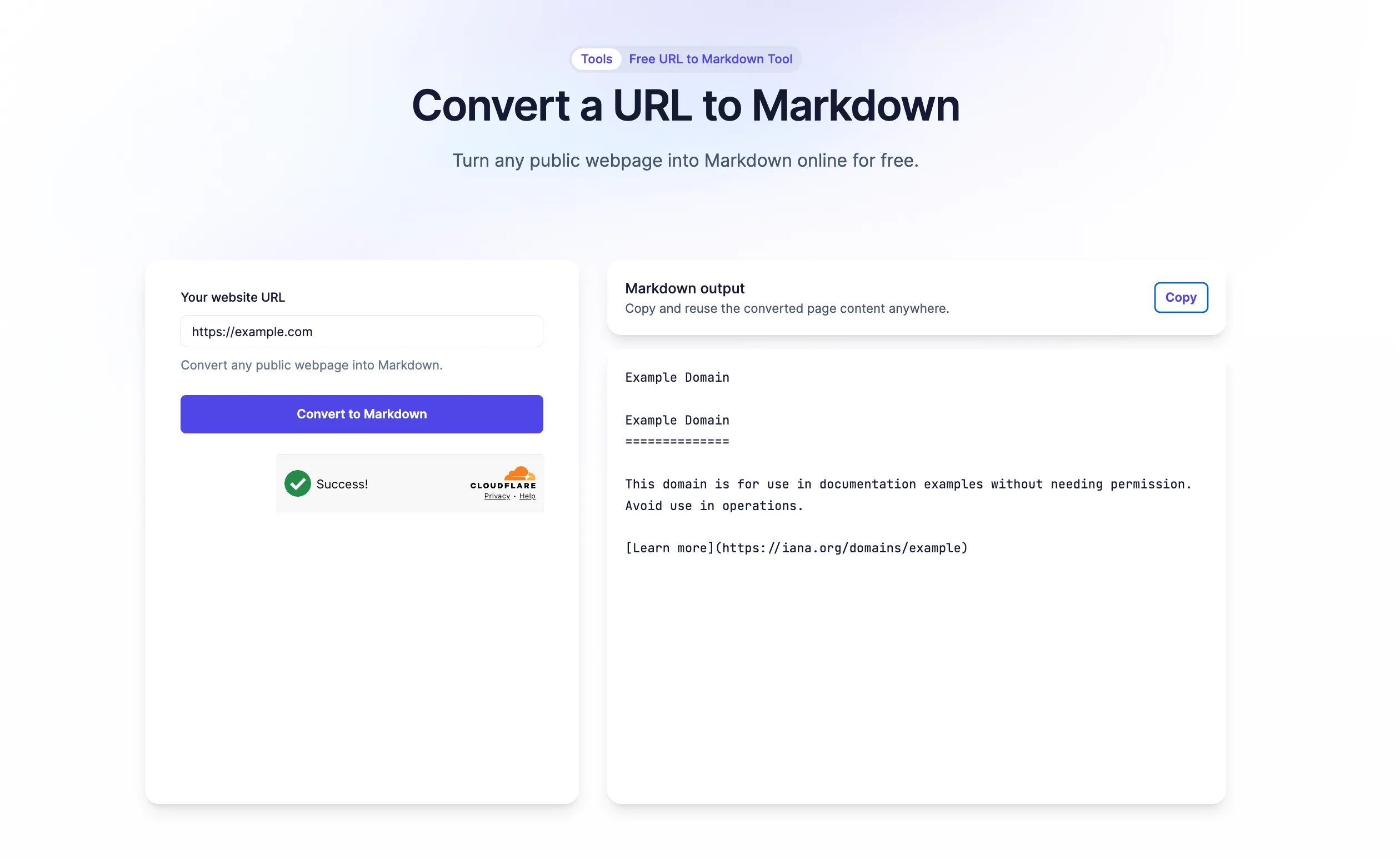 URL to Markdown Tool