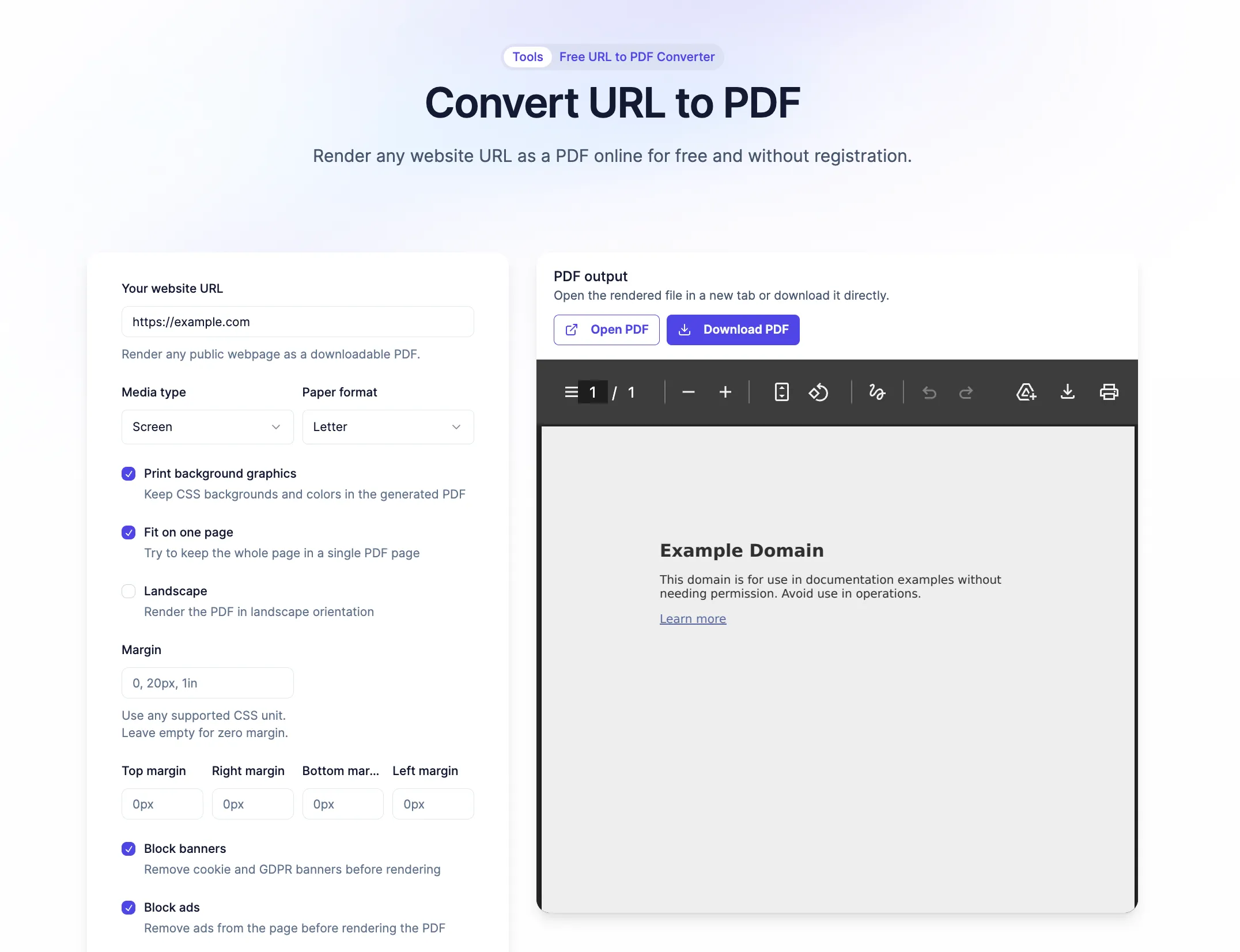 URL to PDF Tool